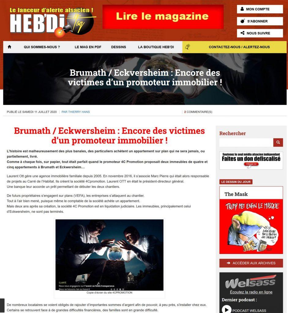 Article Hebd'i sur le dossier 4C Promotion